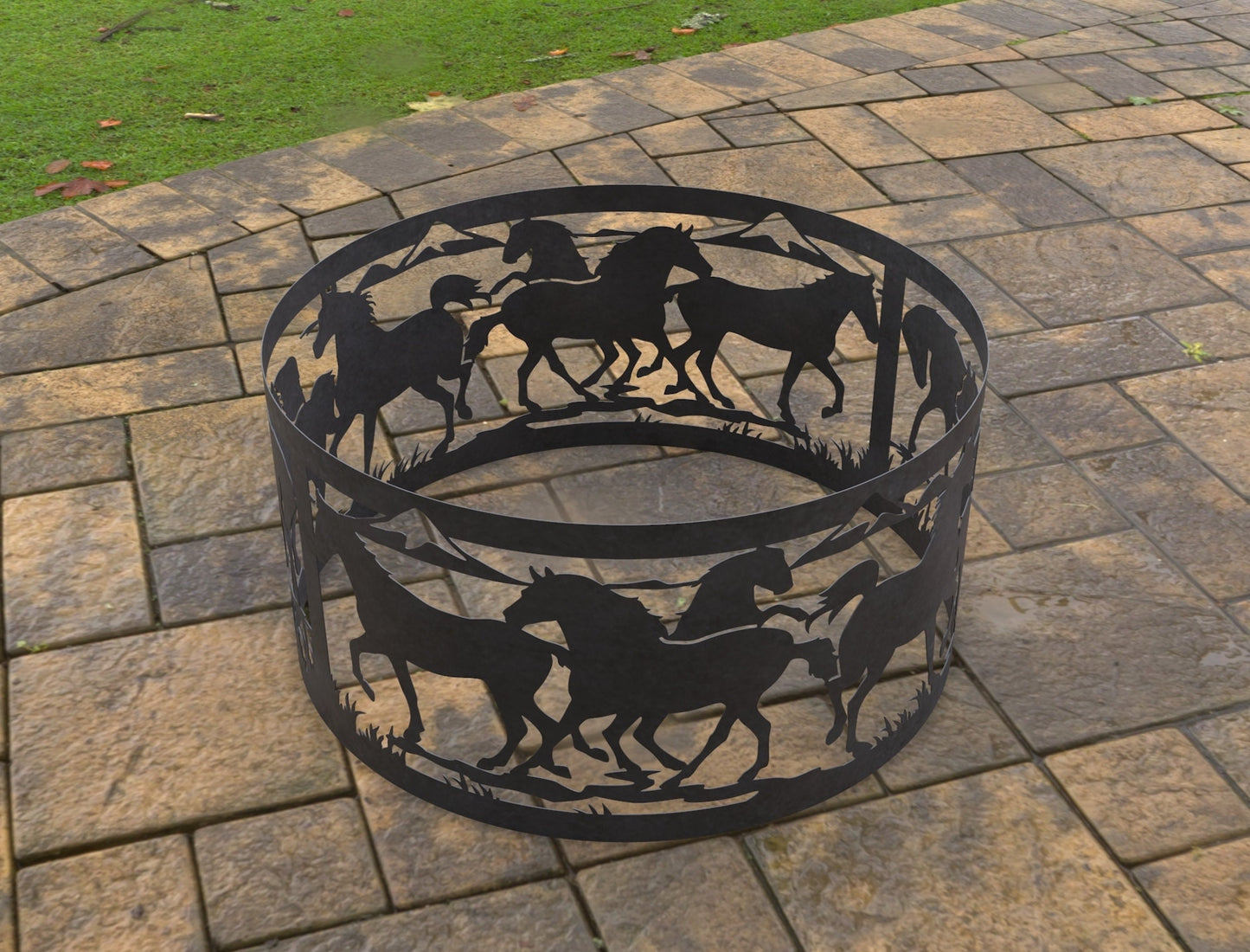 Custom Firepit , Horses Fire Pit Ring, Heavy Duty Outdoor Fire Pit, Steel Fire Pits, Outdoor Wood Burning Pits, Josephs Fire Pit