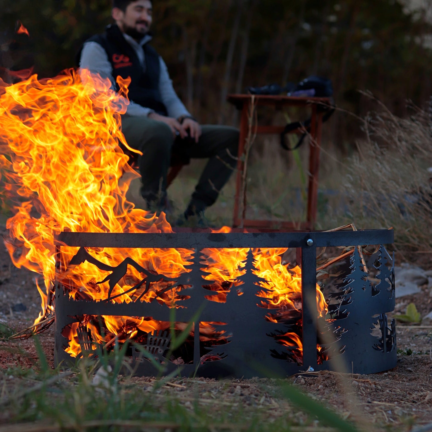 Campfire Design Fire Pit, Unique Gift for Campers, Camping Gift for Him, Heavy Duty Metal Ring, Custom Fire Ring, Garden Decor Fire Pit Ring