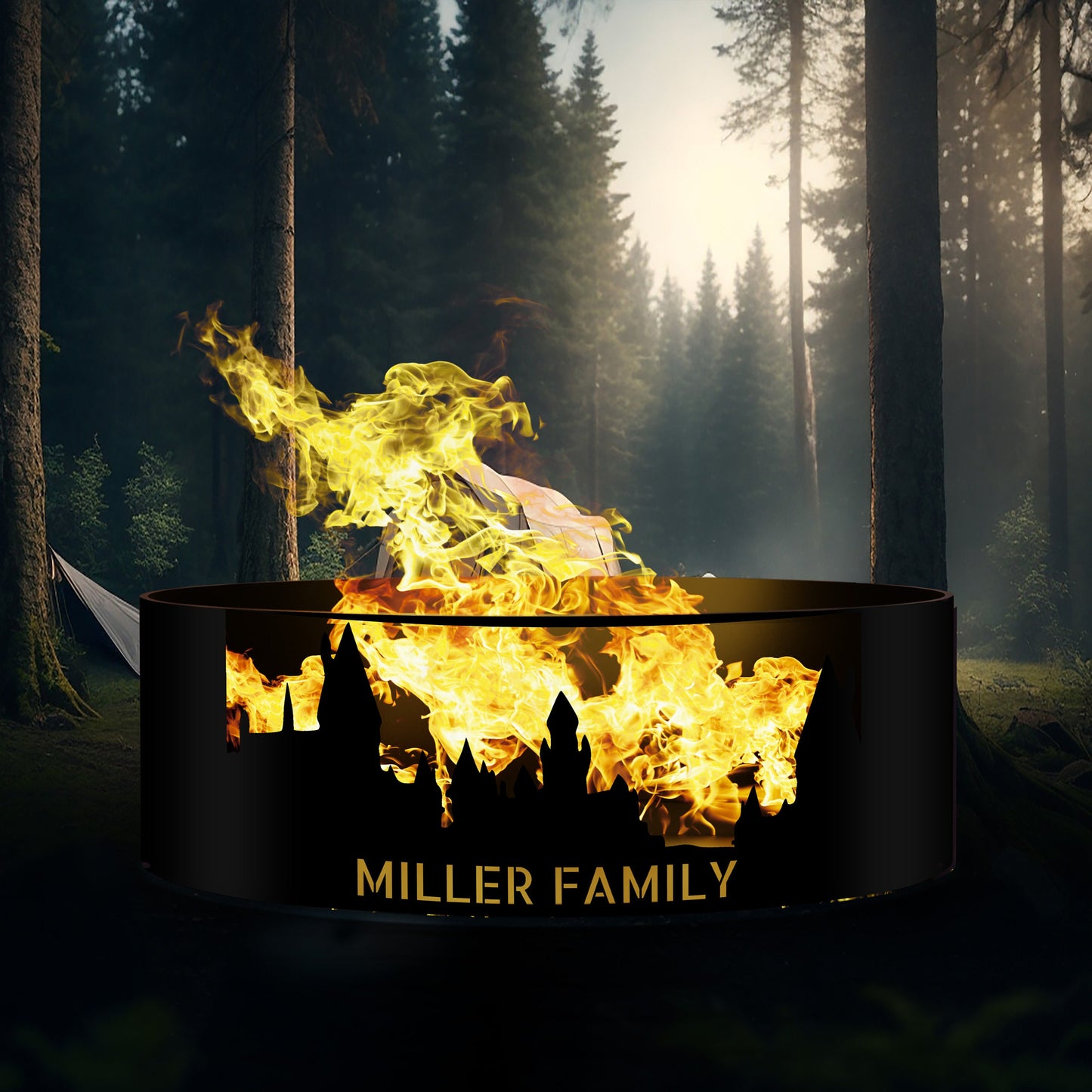 Personalized Outdoor Fire Pit, Dark Gothic Castle Design, Heavy Duty Custom Fire Ring, Nerdy Gift Ideas, Wizardy Gifts, Perfect Gift