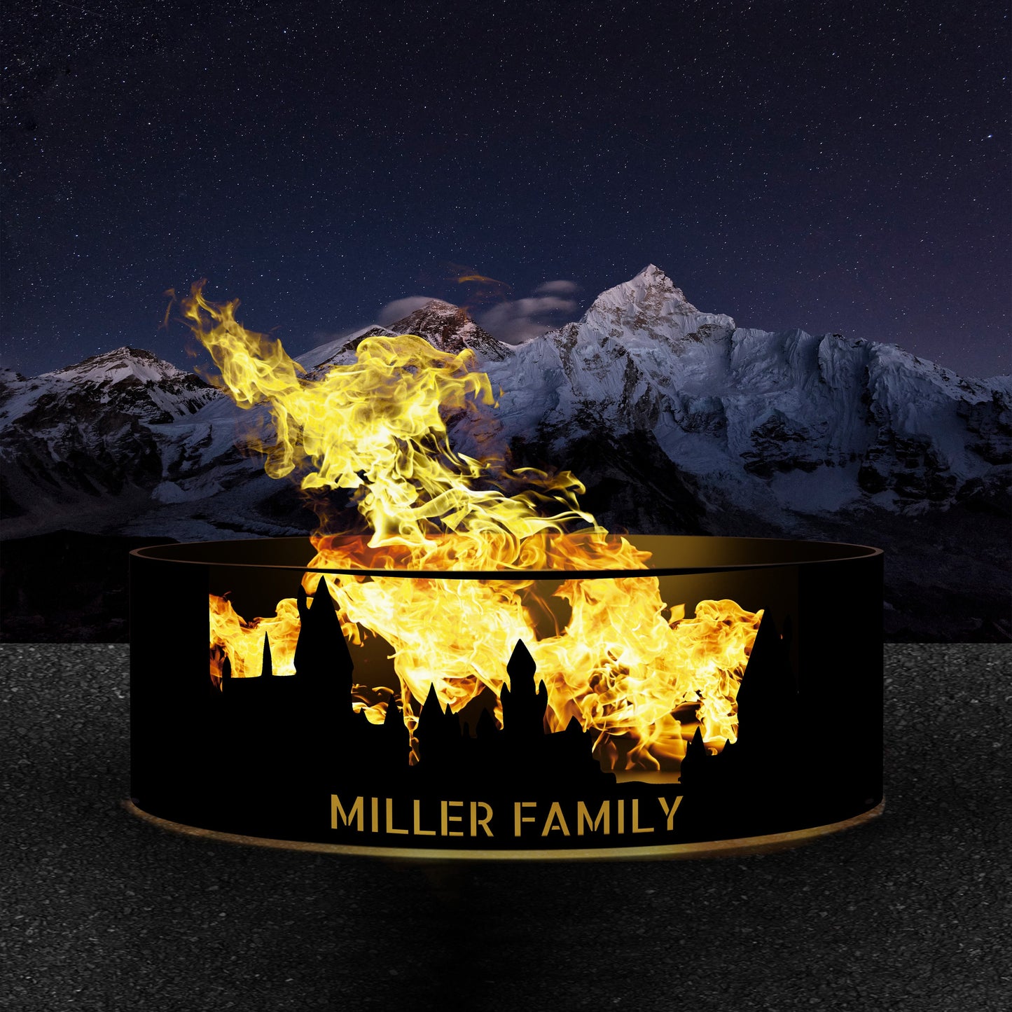 Personalized Outdoor Fire Pit, Dark Gothic Castle Design, Heavy Duty Custom Fire Ring, Nerdy Gift Ideas, Wizardy Gifts, Perfect Gift
