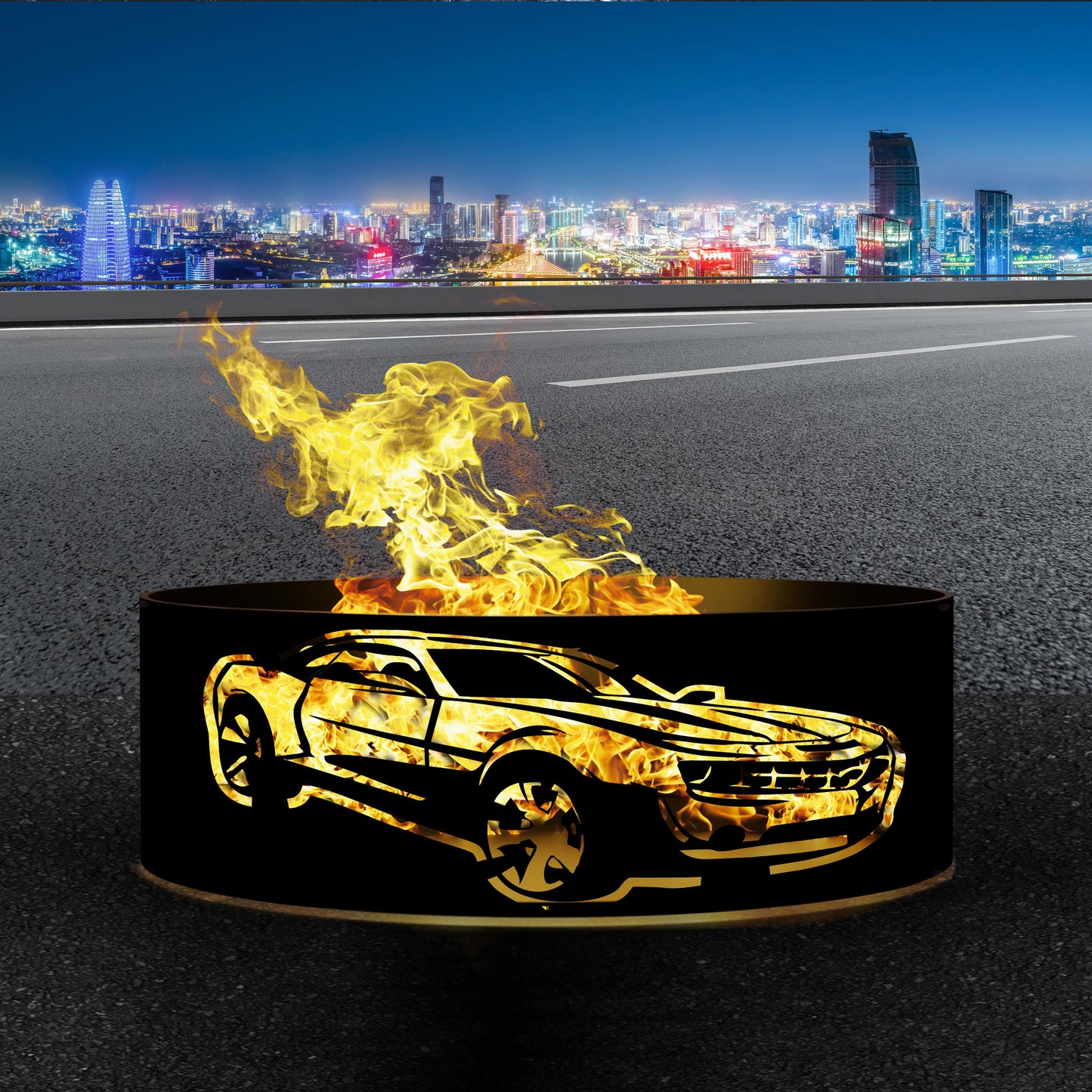 Custom Fire Pit Ring for Car Lovers | Personalized Metal Fire Ring | Gift for Him | Outdoor Wood Burning Fire Pit