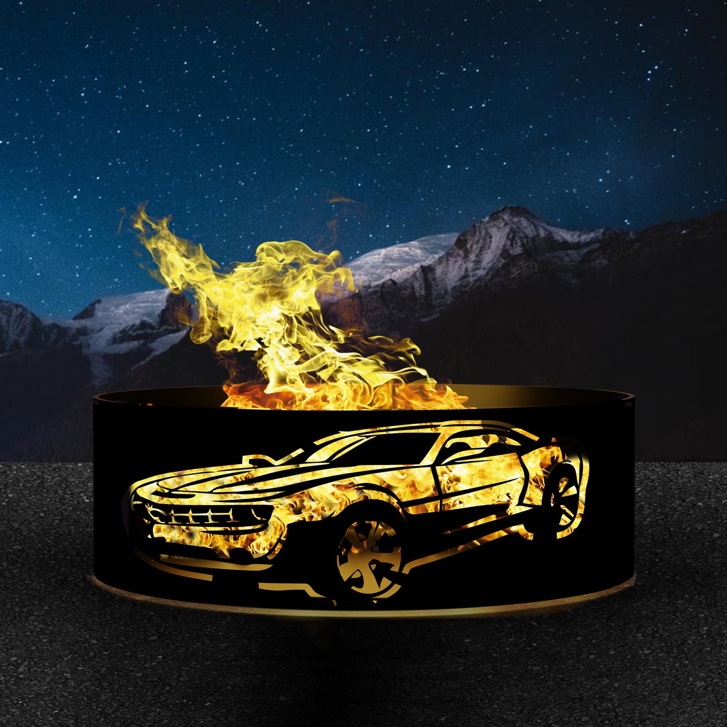 Custom Fire Pit Ring for Car Lovers | Personalized Metal Fire Ring | Gift for Him | Outdoor Wood Burning Fire Pit