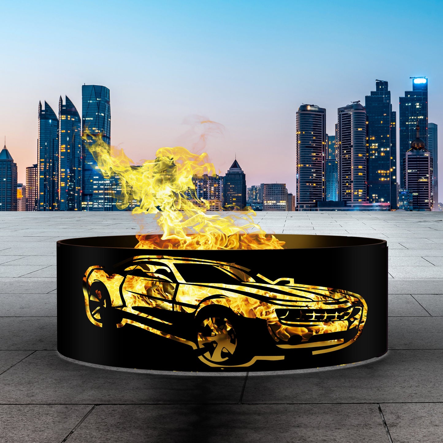 Custom Fire Pit Ring for Car Lovers | Personalized Metal Fire Ring | Gift for Him | Outdoor Wood Burning Fire Pit