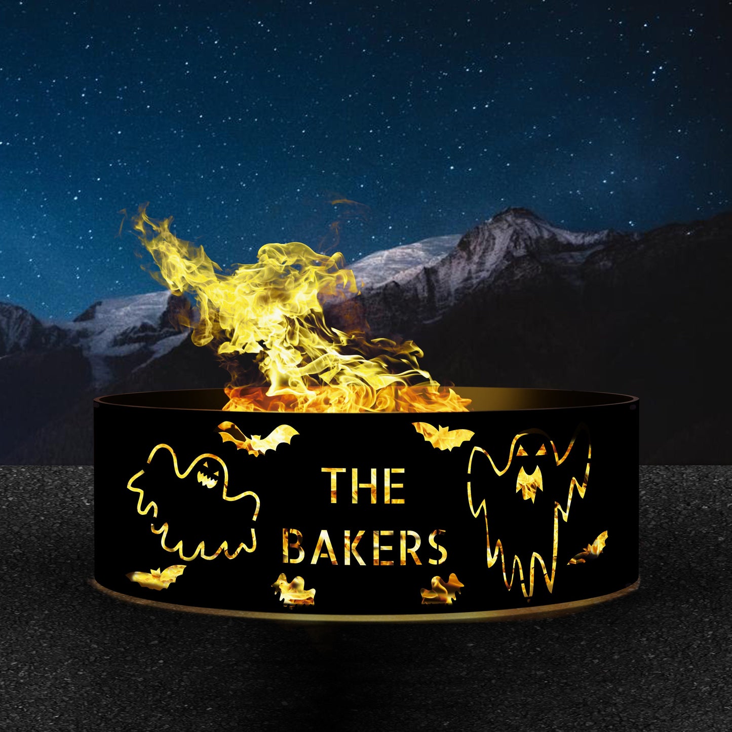 Personalized Halloween Fire Pit | Custom Metal Fire Ring | Unique Outdoor Halloween Decor | Spooky Fire Pit Gift