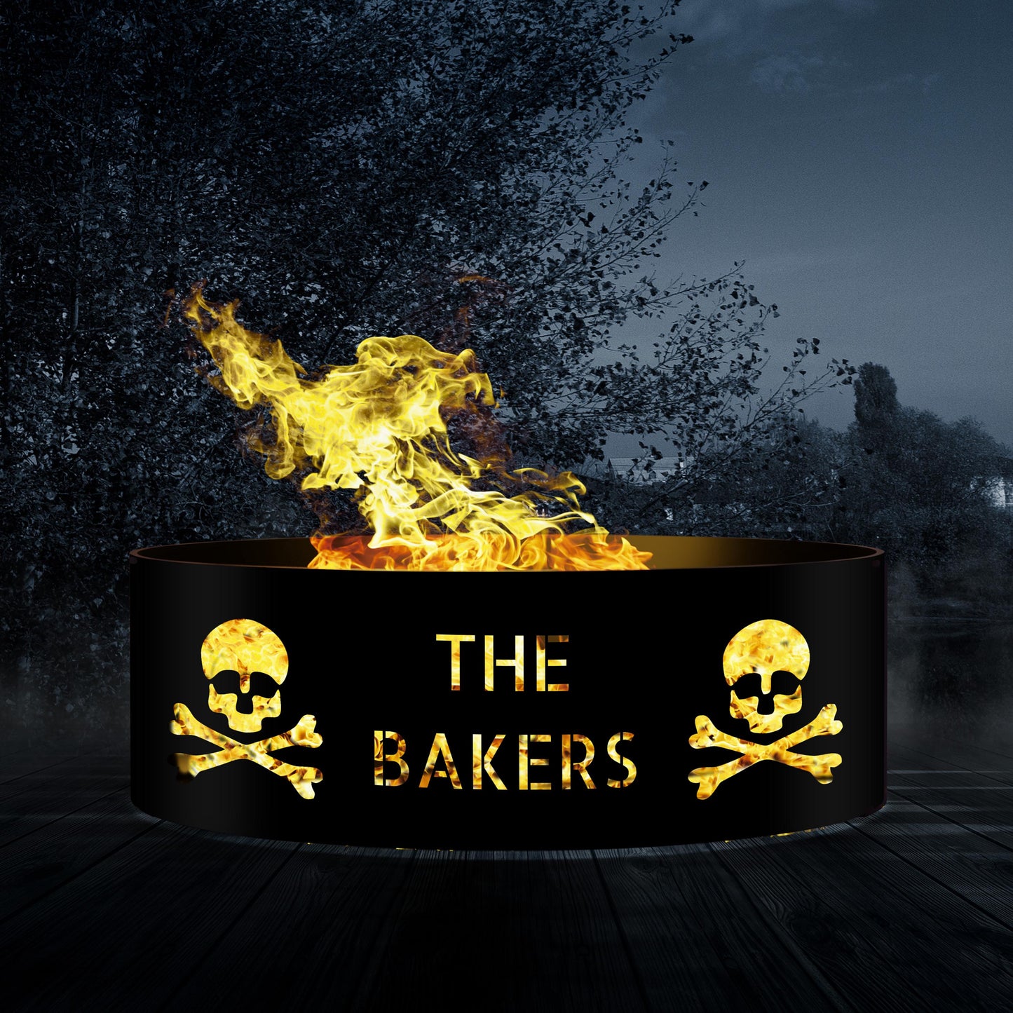 Personalized Skeleton Halloween Fire Ring | Custom Metal Fire Pit | Unique Outdoor Decoration | Spooky Fire Pit Gift | Halloween Decor
