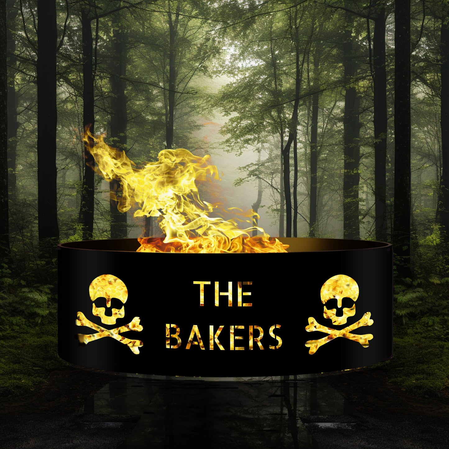 Personalized Skeleton Halloween Fire Ring | Custom Metal Fire Pit | Unique Outdoor Decoration | Spooky Fire Pit Gift | Halloween Decor