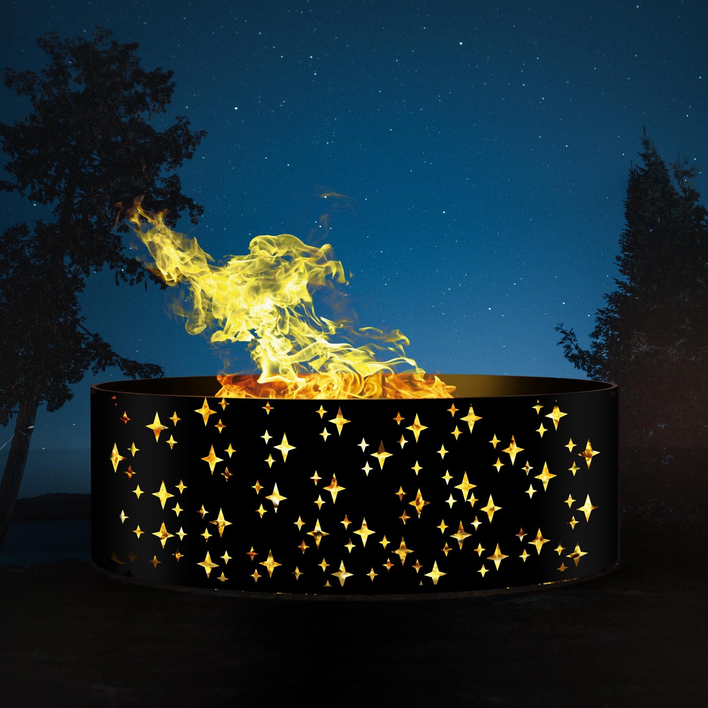 Personalized Metal Fire Pit | Moon and Stars Fire Ring | Custom Wood Burning Fire Pit | Joseph’s Fire Pit | Raw Sturdy Metal Fire Ring
