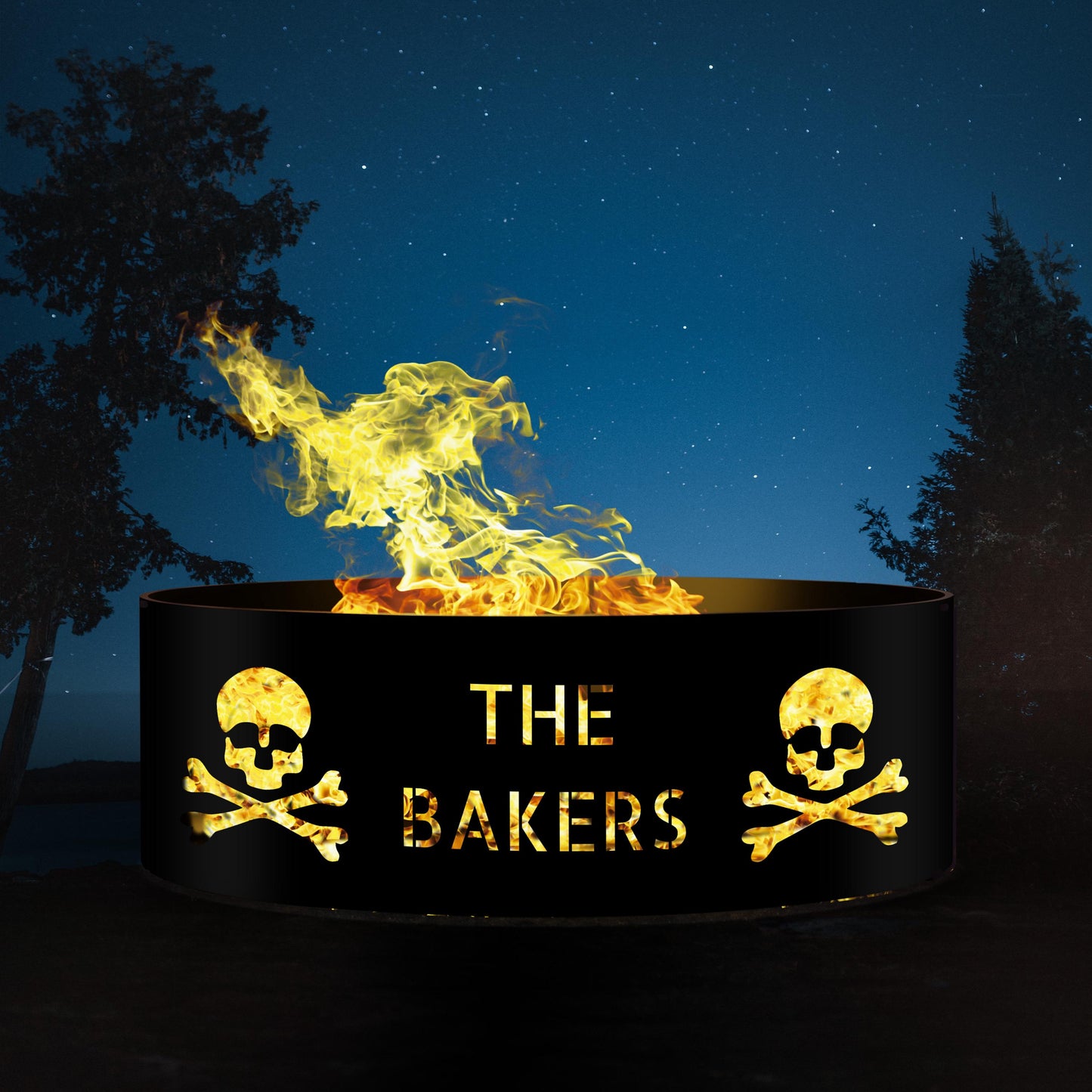 Personalized Skeleton Halloween Fire Ring | Custom Metal Fire Pit | Unique Outdoor Decoration | Spooky Fire Pit Gift | Halloween Decor