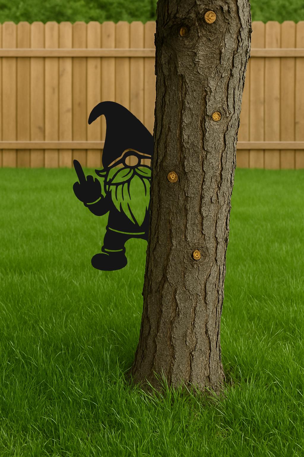 Cheeky Peek-a-Boo Gnome Metal Sign, Funny Garden Tree Decor, 14 Gauge Steel Yard Art, Outdoor Prank Cutout, Gift for Him
