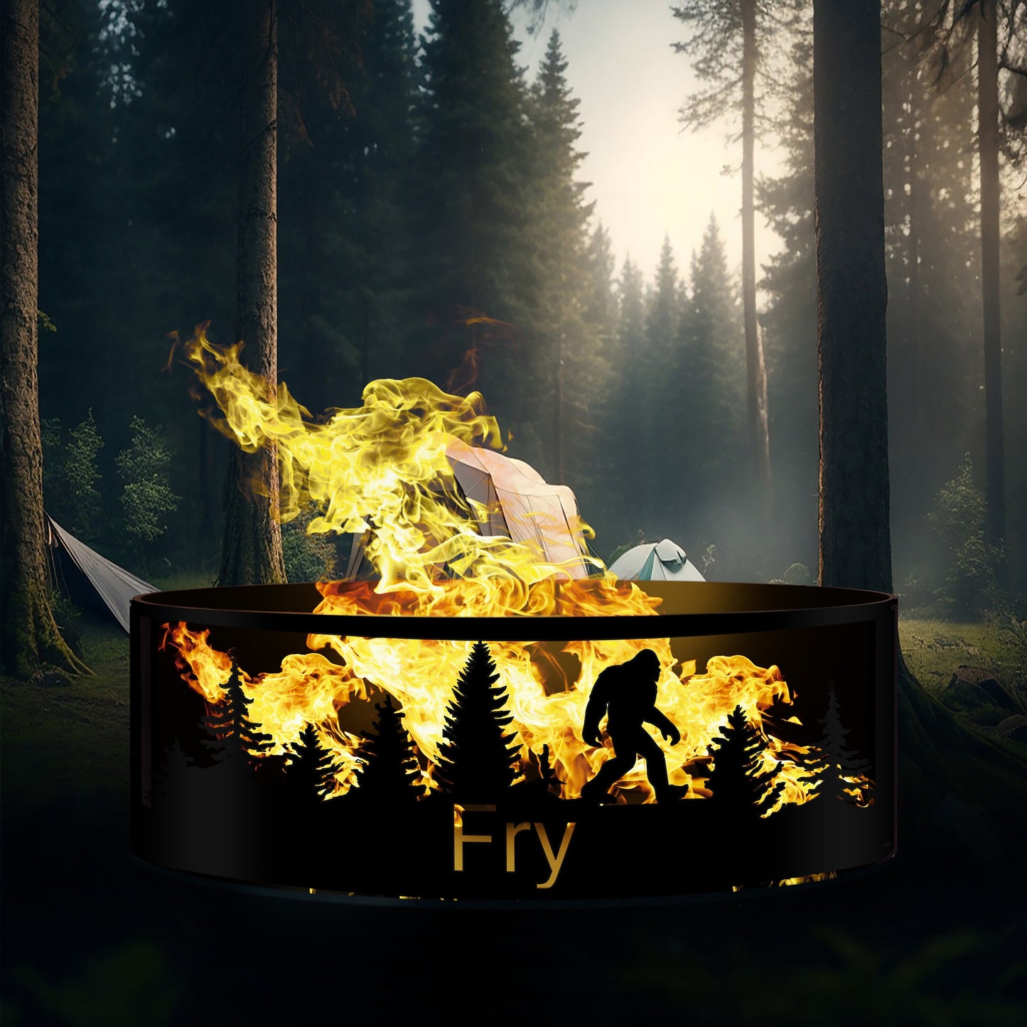 Sasquatch Fire Pit, Custom  Bigfoot Outdoor Fire Ring Gift, Yeti Silhouette Heavy Duty Metal Fire Pit, Unique Gift for Him