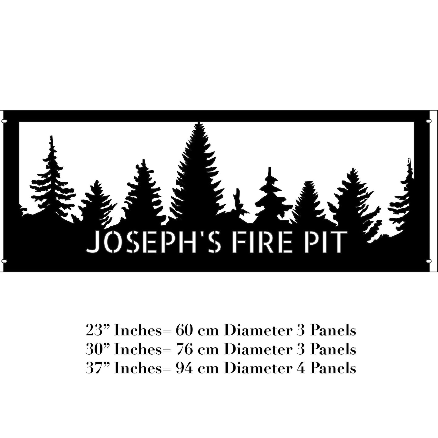 48" Custom Pine Tree Scene Steel Fire Pit, Personalized Fire Ring for Outdoor Wood Burning, Heavy-Duty Pit, Gift for Christmas, 48 Inches