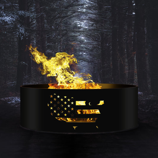 Personalized Gift American Flag  Fire Ring, Veterans Day Gift, USA Map Firepit, Custom Fire Ring, Personalized Gift for Father's Day