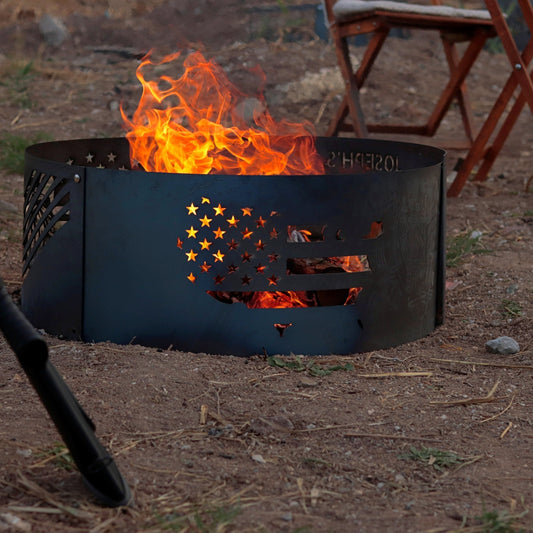 USA Flag Fire Pit Ring, Personalized Christmas Gift, American Continent Pit, Eagle Fire Pit, Gift for Him, Metal Patio Fire