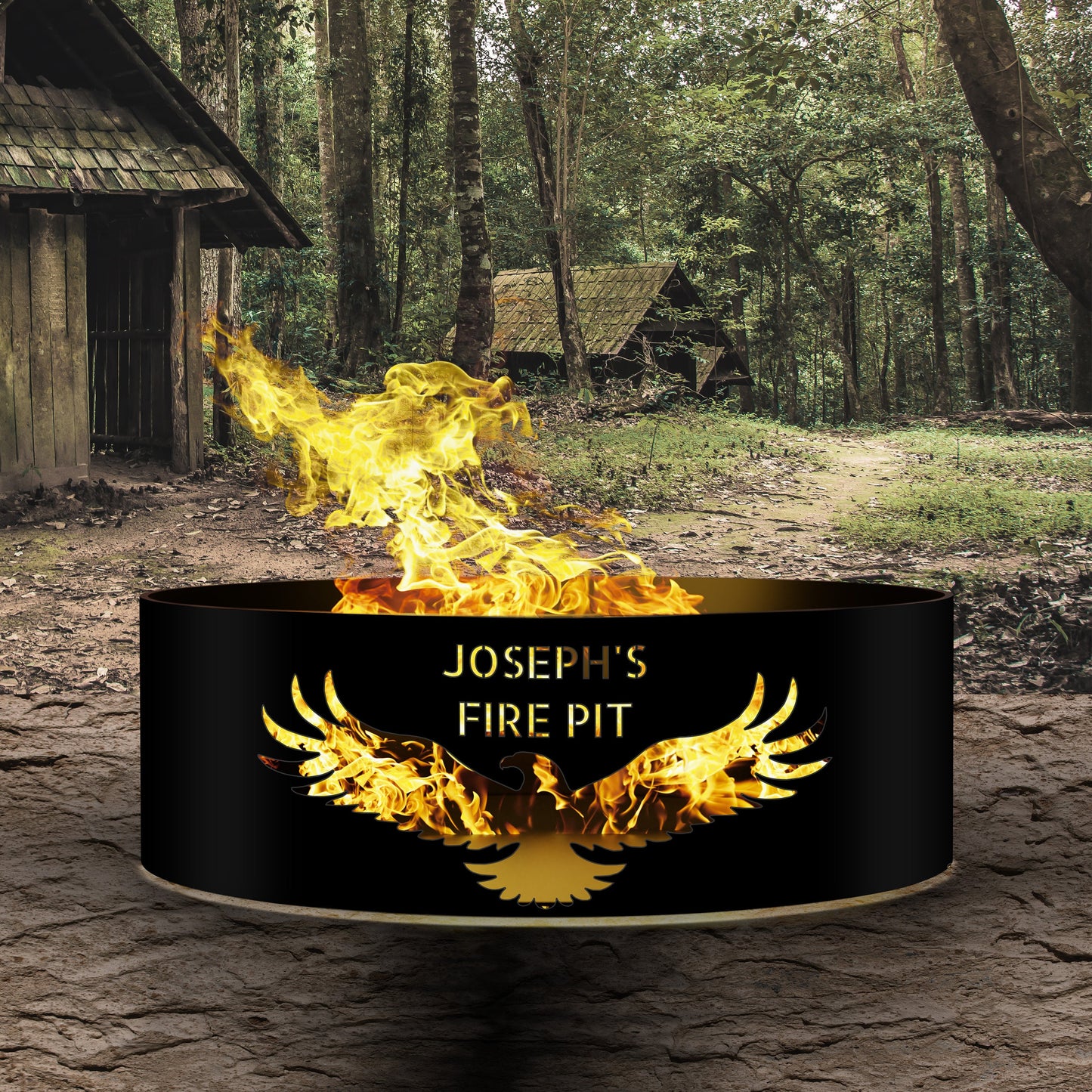 Soldier Gift Fire Ring, Personalized Gift Fire Pit, Metal Gift for Veteran's Day, Outdoor Decor Metal Art, USA Eagle Design Fire Pit Ring,