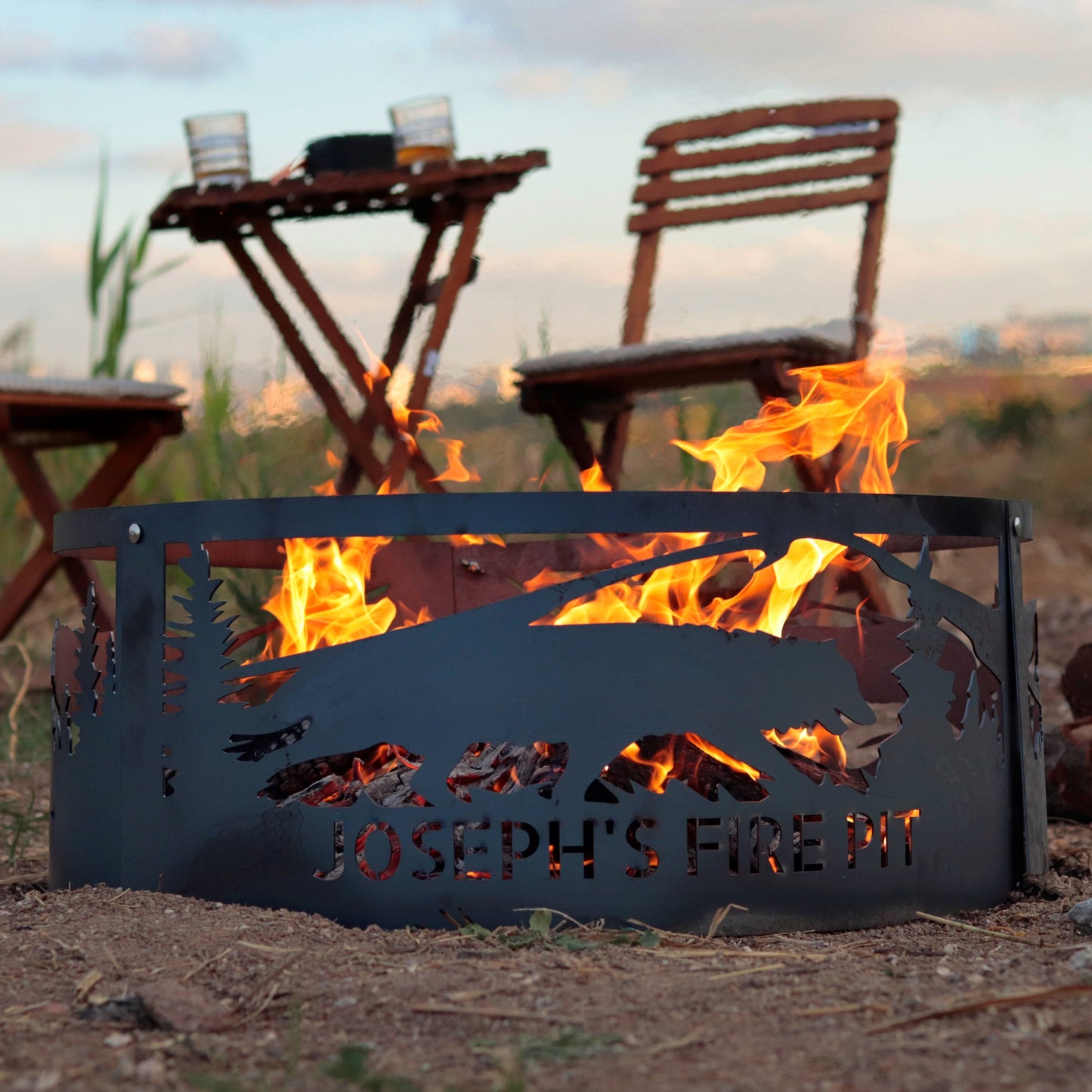 Wolf Fire Pit, Wolves Nature Scene Fire Pits, Heavy Duty Ring, Special Gift for Nature Lovers, Personalized Fire Pit, Yard Decor Fire Ring