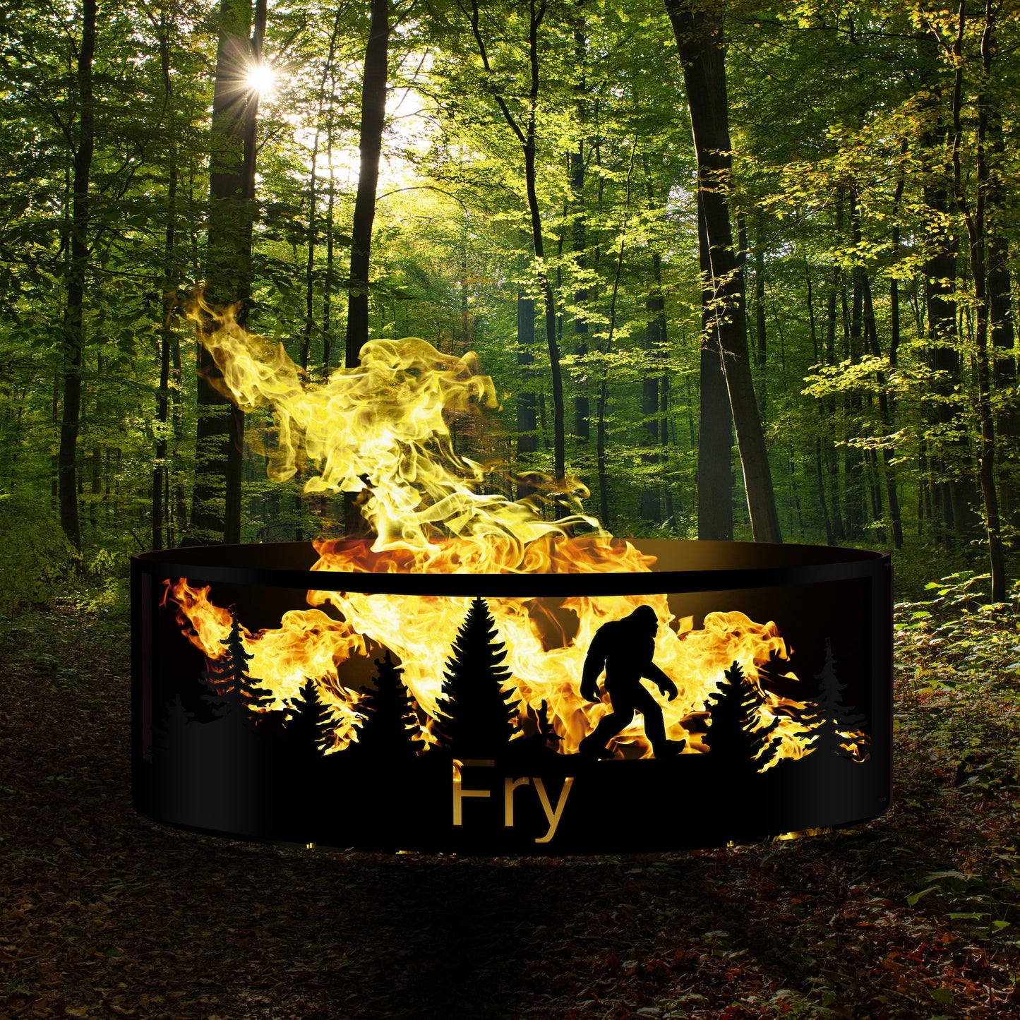 Sasquatch Fire Pit, Custom  Bigfoot Outdoor Fire Ring Gift, Yeti Silhouette Heavy Duty Metal Fire Pit, Unique Gift for Him