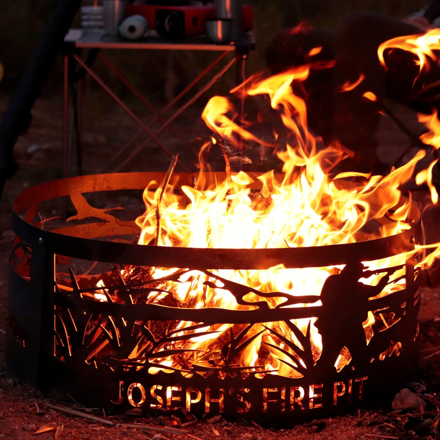Hunting Themed Fire Pit, Gift for Father's Day, Heavy Duty Fire Ring, Garden Decor Fire Pit, Rustic Metal Gift for Him, Decorative Fire Pits