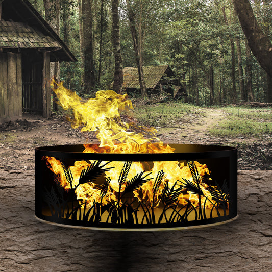 Unique Christmas Gift Fire Ring, Wheat Themed Fire Pits,  Custom Design Farm Fire Pit, Outdoor Fire Pit,  Farmer Gift, Farm House Gift