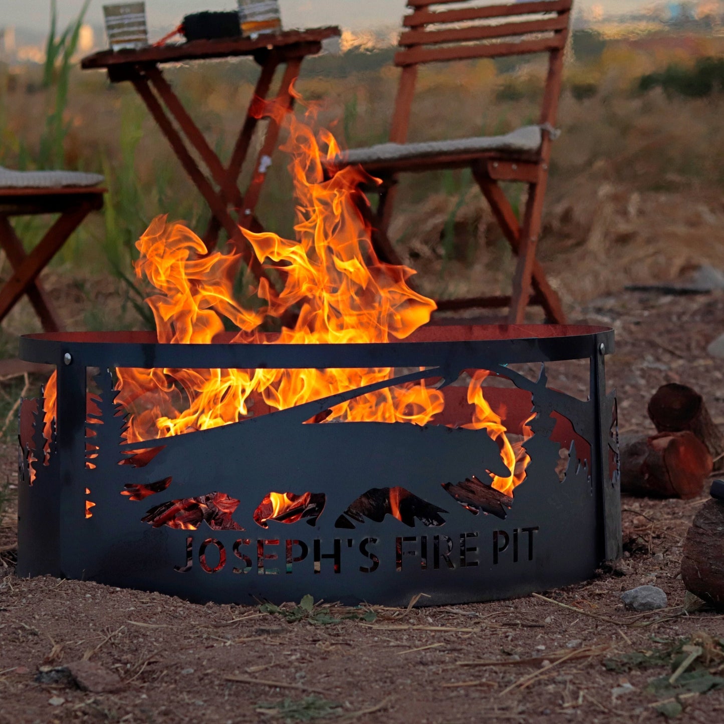 Wolf Fire Pit, Wolves Nature Scene Fire Pits, Heavy Duty Ring, Special Gift for Nature Lovers, Personalized Fire Pit, Yard Decor Fire Ring