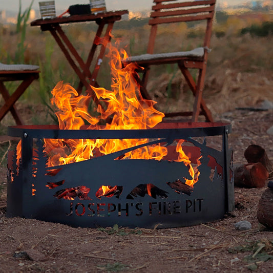 Wolf Fire Pit, Wolves Nature Scene Fire Pits, Heavy Duty Ring, Special Gift for Nature Lovers, Personalized Fire Pit, Yard Decor Fire Ring