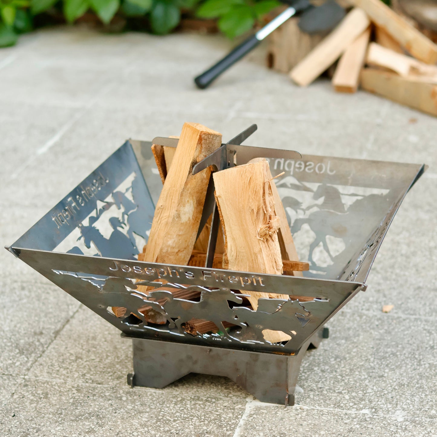 Custom Metal Collapsible Fire Pits, Square Wood Burning Fire Pits, Outdoor Portable Fire Pits, Heavy Duty Fire Pits, 4 Sided  Steel Fire Pit