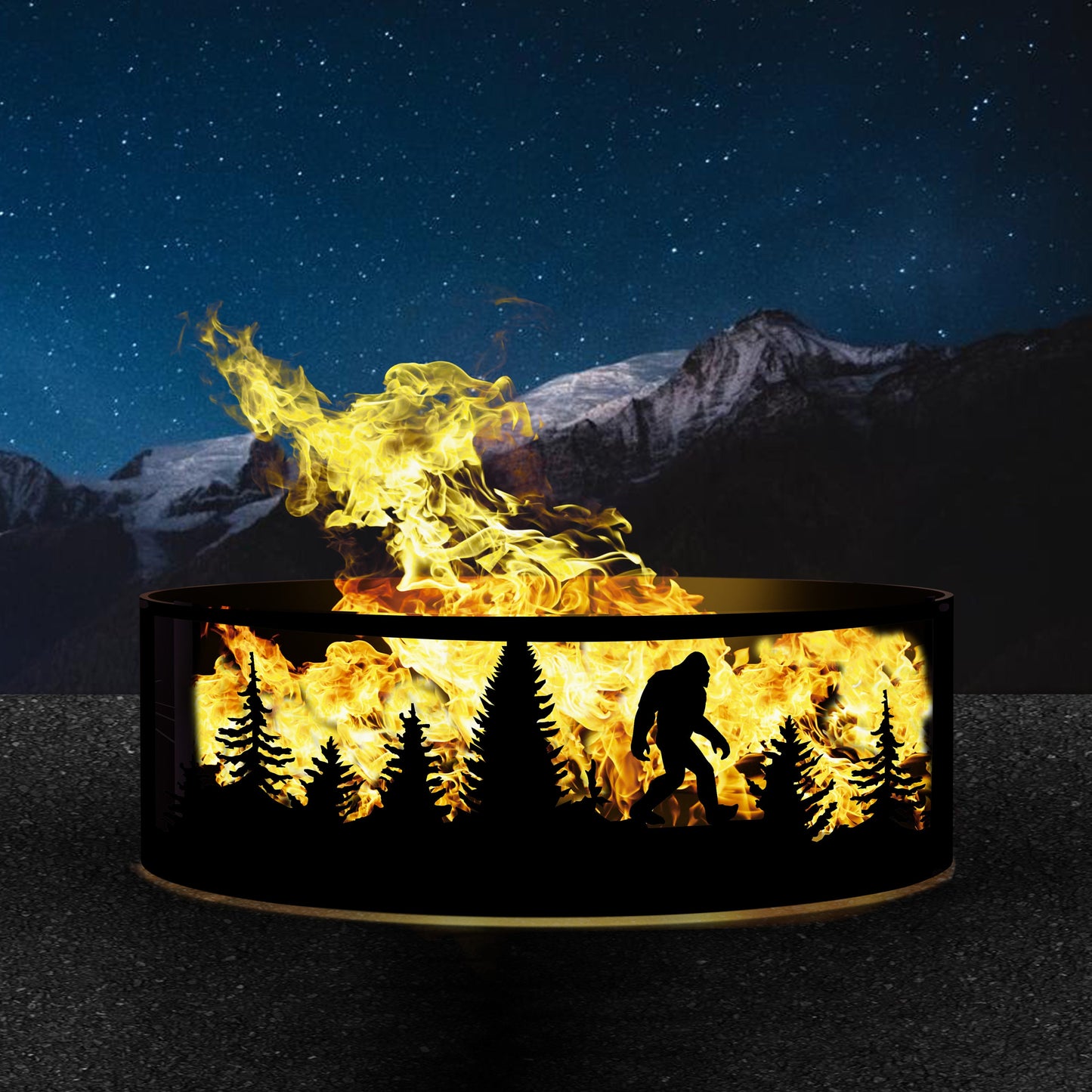 Sasquatch Fire Pit, Custom  Bigfoot Outdoor Fire Ring Gift, Yeti Silhouette Heavy Duty Metal Fire Pit, Unique Gift for Him