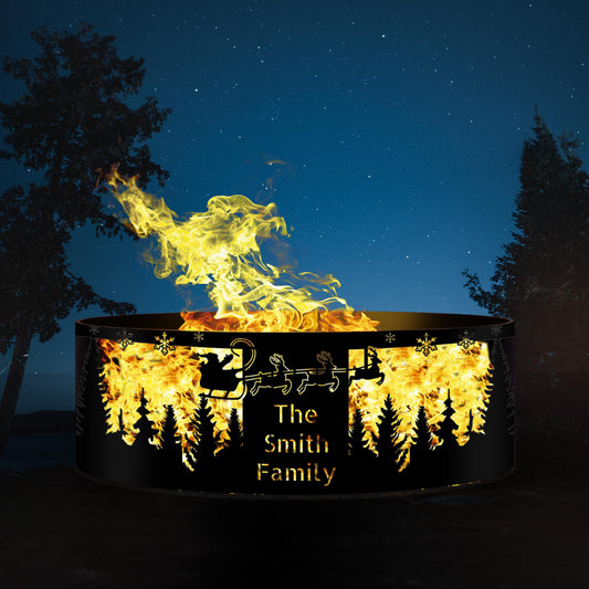 Santa Claus Christmas Fire Pit | Holiday Fire Ring | Heavy Duty Outdoor Steel Fire Pit | Christmas Gift Idea | Wood Burning Fire Pit