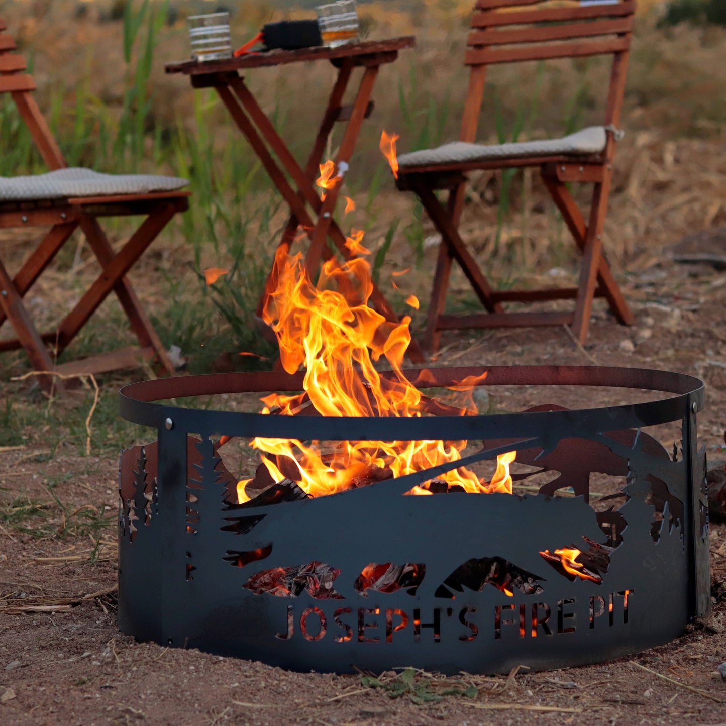 Wolf Fire Pit, Wolves Nature Scene Fire Pits, Heavy Duty Ring, Special Gift for Nature Lovers, Personalized Fire Pit, Yard Decor Fire Ring