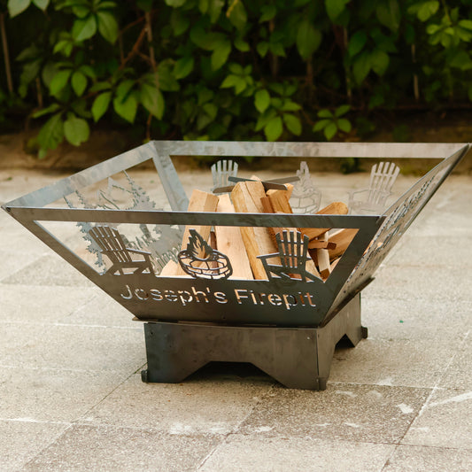 Personalized Square Fire Pits, Portable Wood Burning Fire Pits, Outdoor Metal Fire Pits, Heavy Duty Fire Pits, Josephs Fire Pits