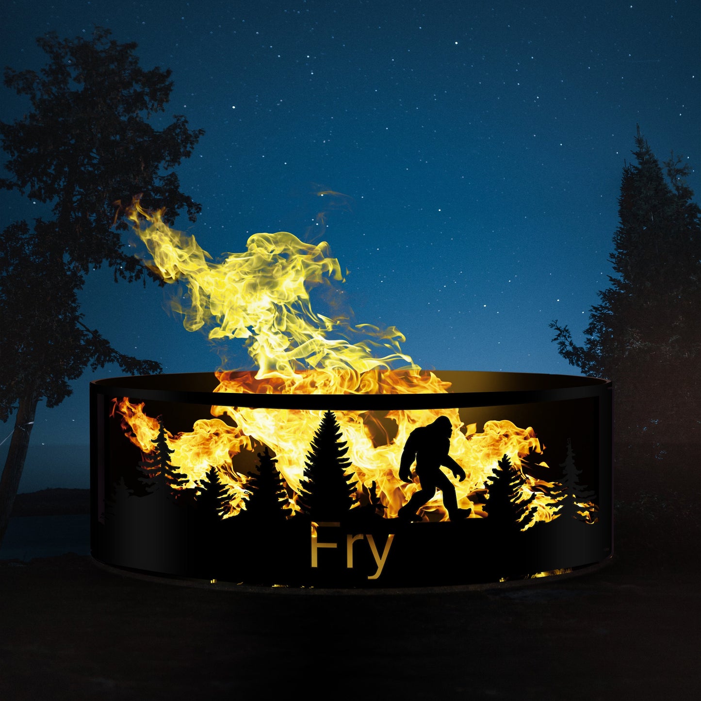 Sasquatch Fire Pit, Custom  Bigfoot Outdoor Fire Ring Gift, Yeti Silhouette Heavy Duty Metal Fire Pit, Unique Gift for Him