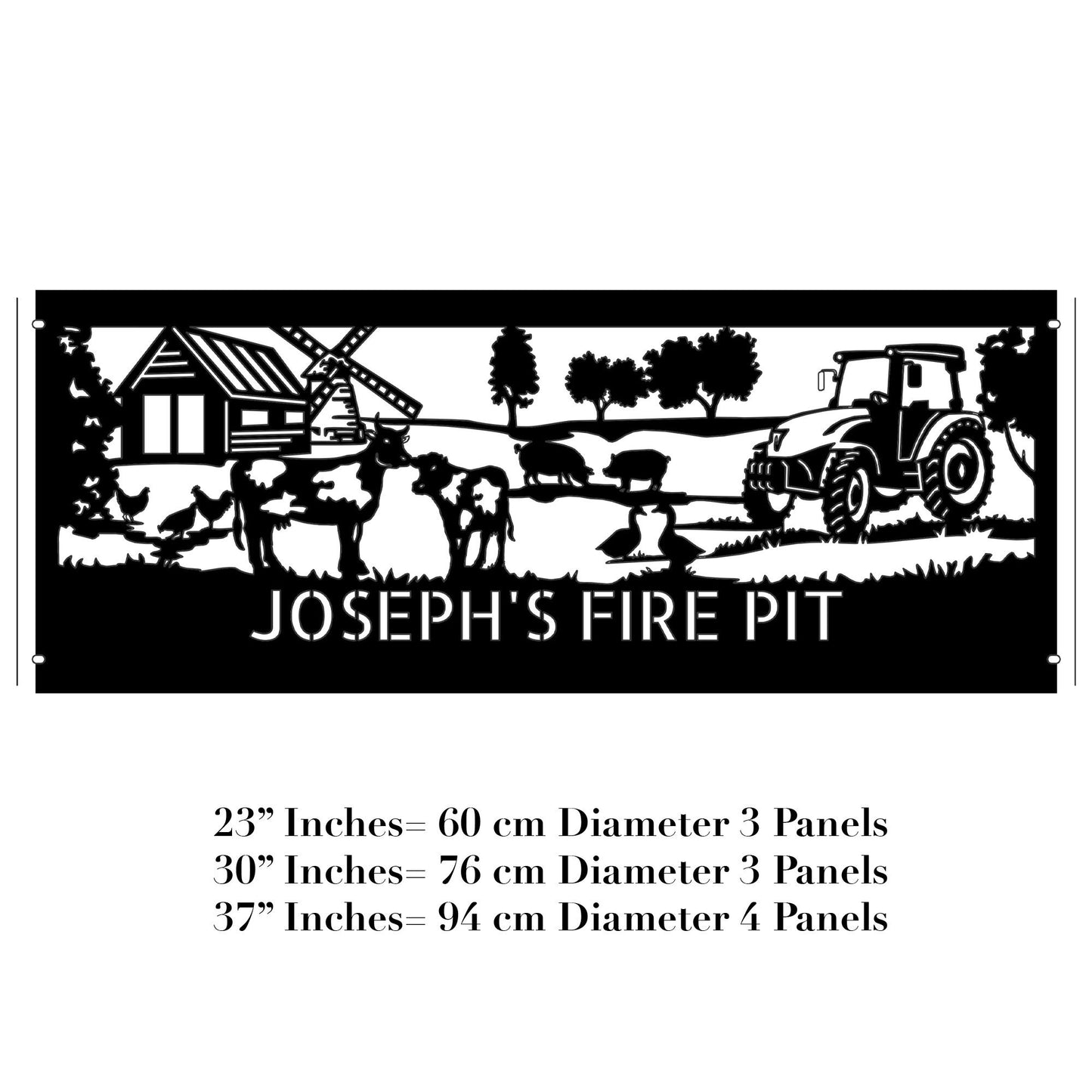 Farmer Gift Fire Pit Ring, Farmhouse Gift , Wood Burning Fire Pit Ring, Outdoor Heavy Duty Fire Pit,  Farm Animals Design Fire Pit Ring Gift