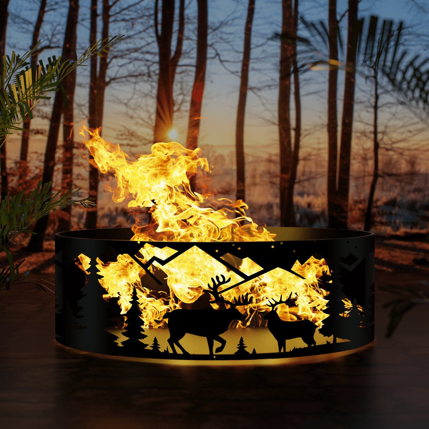 Personalized Fire Pit Ring | Custom Fire Pit Gift for Him for Christmas | Heavy Duty Steel Fire Pits | Outdoor Wood Burning Pits by Joseph's