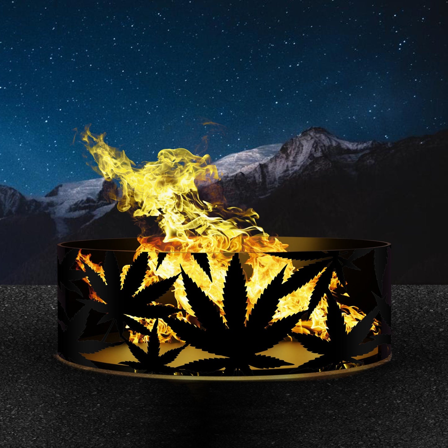 Personalized Heavy Duty Fire Pit Ring - Cannabis Leaves - Garden Fireplace - Wildlife Lover Gift - Gift for Him