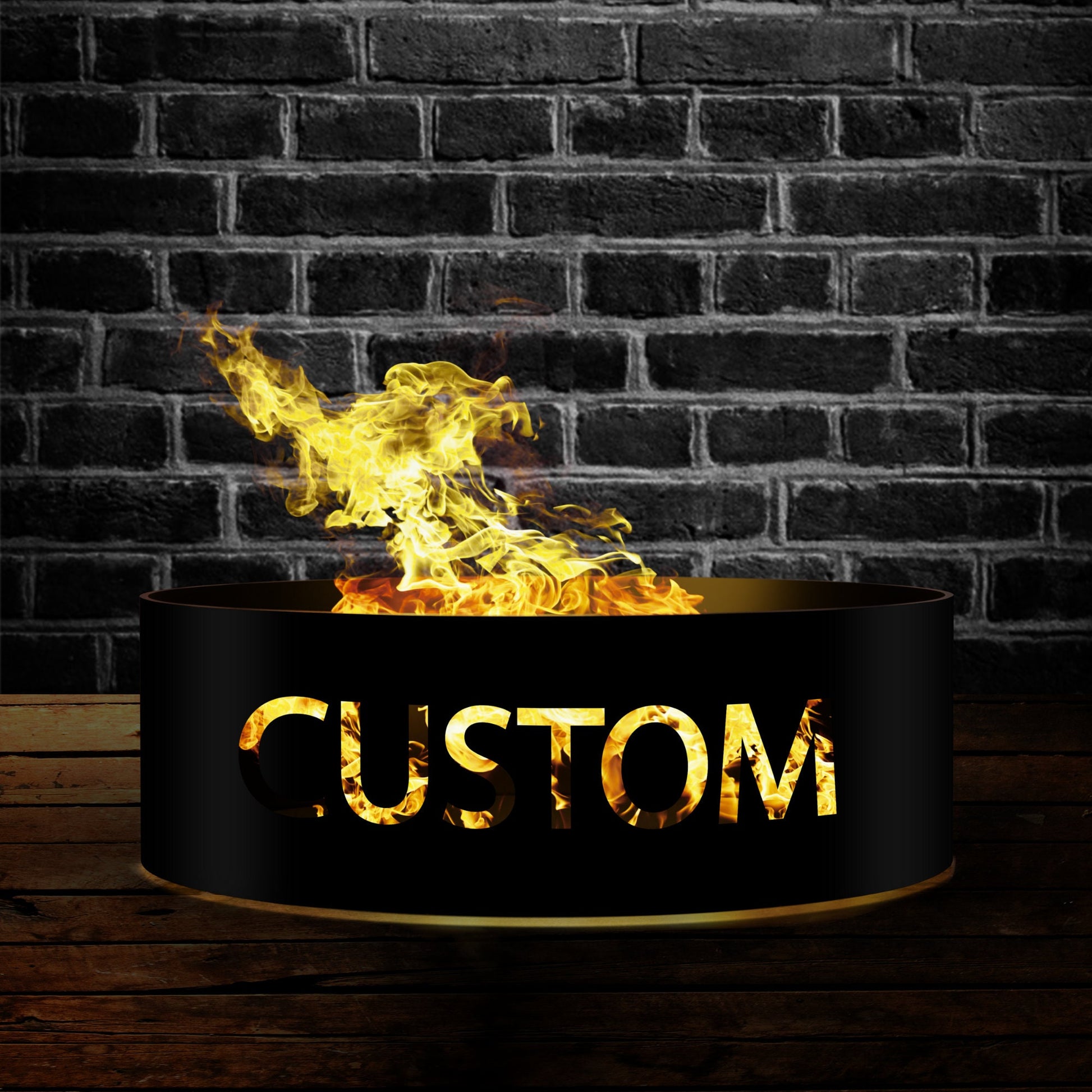Custom Metal Fire Pit with Name or Logo, Personalized Fire Ring for Backyard, Outdoor Steel Firepit, Wood Burning Patio Pit