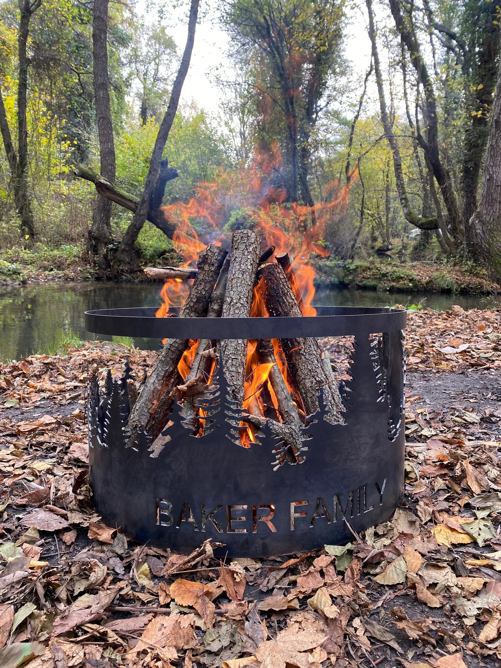 Bigfoot Fire Pit, Custom Metal Fire Ring with Name, Personalized Steel Firepit for Backyard, Outdoor Bonfire Ring, Christmas Gift for Him