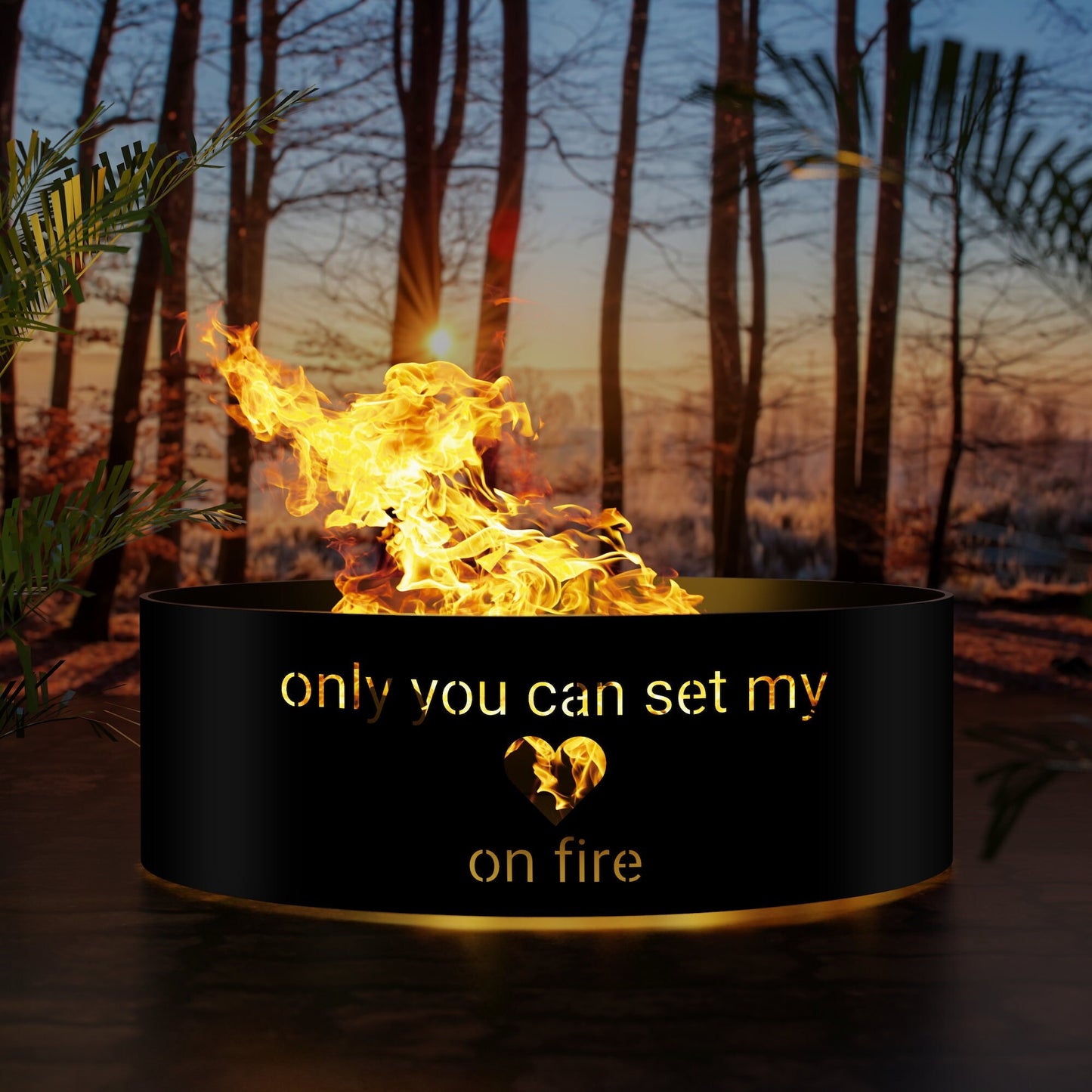 Romantic Fire Pit for Couples, Personalized Fire Pit, Custom Gift for Husband or Wife, Outdoor Steel Fire Pit, Christmas Gift for Him or Her