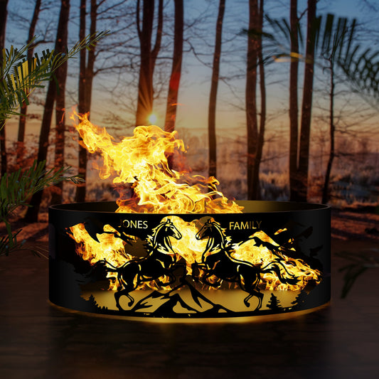 Custom Fire Pit- Anniversary Gift -Horse Fire Pit -Heavy Duty Fire Pit - Gift for Boyfriend -Steel Fire Pit -Outdoor Wood - Josephs Fire Pit