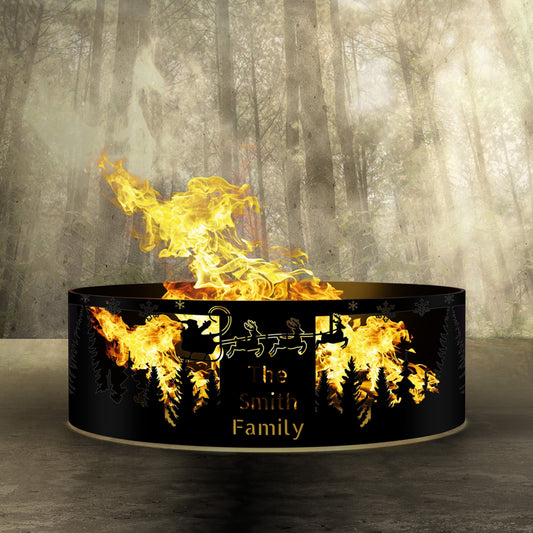 Santa Reindeer Christmas Gift, Personalized Fire Pit, Fire Ring Pits, Heavy Duty Outdoor Fire Pit, Steel Fire Pits, Outdoor Wood Burning Pit