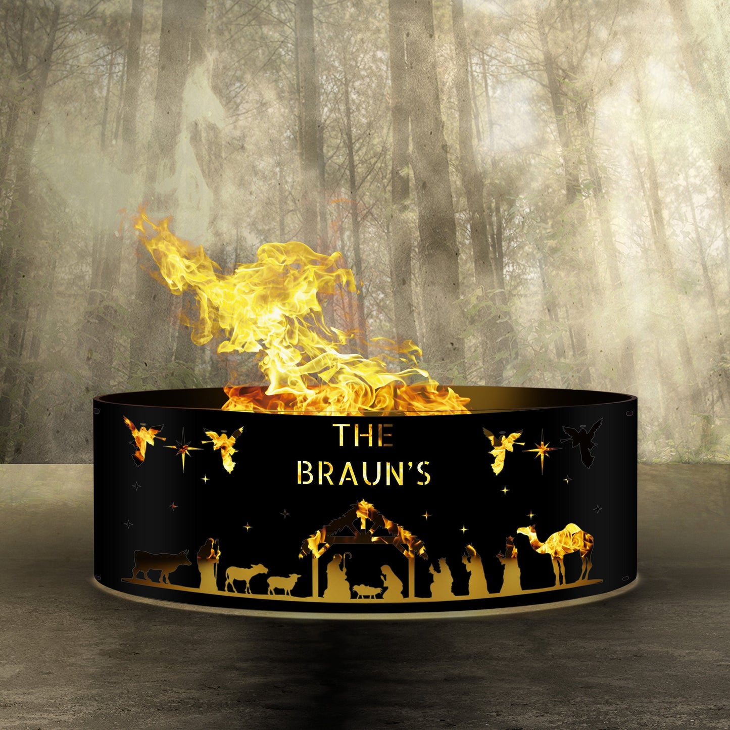 Nativity Scene Fire Pit, Nativity Set, Personalized Fire Pit, Fire Ring Pits, Heavy Duty Outdoor Fire Pit, Steel Fire Pits