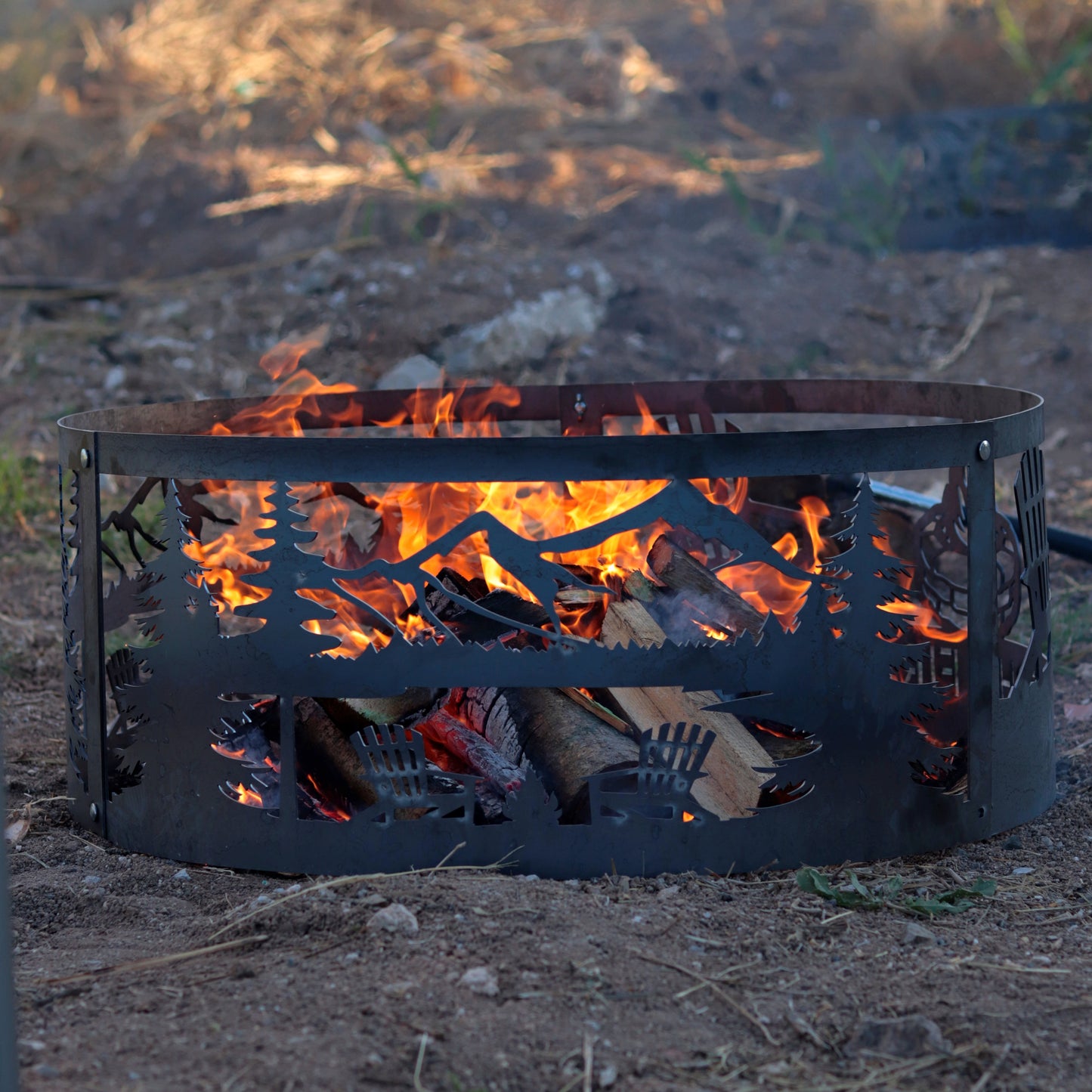 Campfire Design Fire Pit, Unique Gift for Campers, Camping Gift for Him, Heavy Duty Metal Ring, Custom Fire Ring, Garden Decor Fire Pit Ring