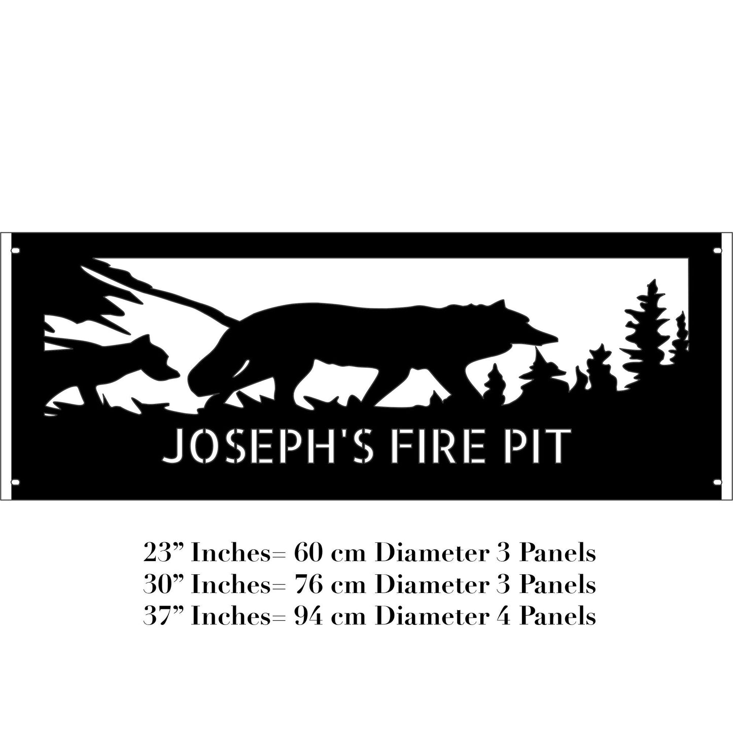 Metal  Outdoor Gift for Nature Lovers, Fire Pit with Wolf Design, Custom Fire Pit Ring, Heavy Duty Fire Ring, Gift for Boyfriend,Unique Gift