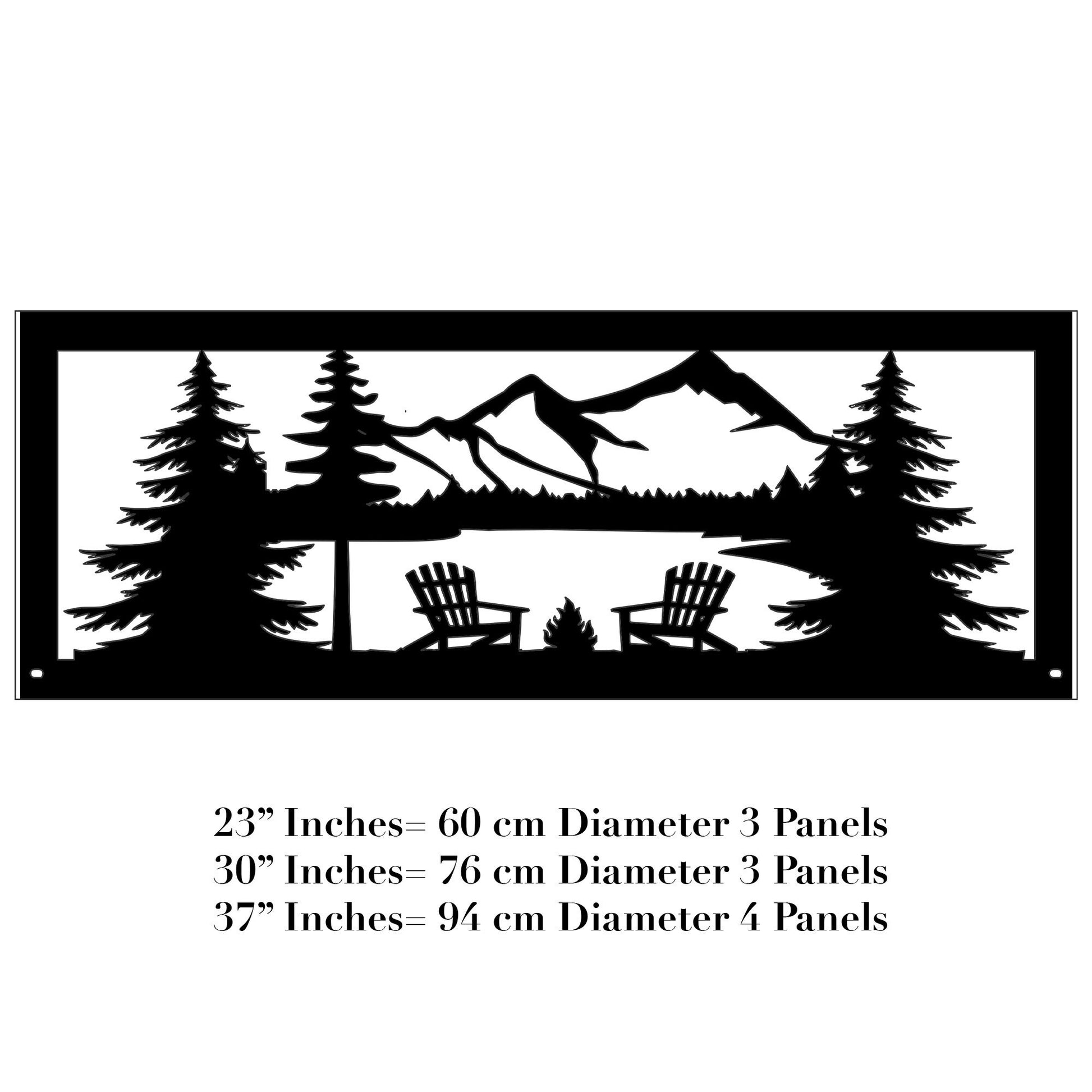 Camping Chair Fire Pit, Nature Silhouette Metal Fire Ring, Outdoor Steel Fire Pit for Backyard, Wood Burning Bonfire, Christmas Gift for Him