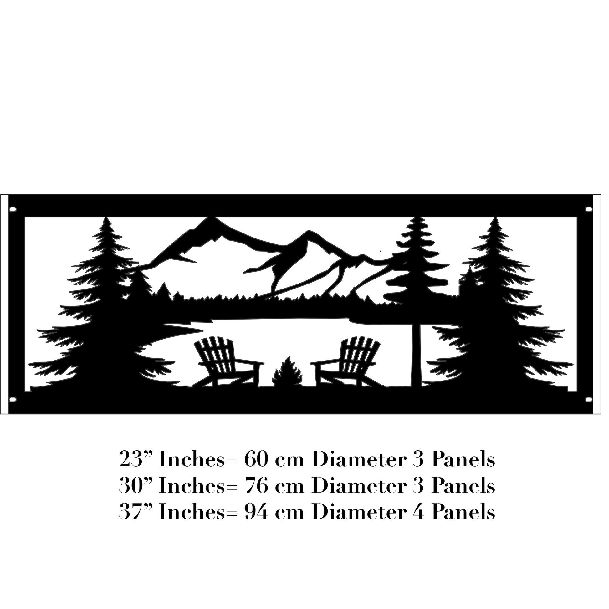 Camping Chair Fire Pit, Nature Silhouette Metal Fire Ring, Outdoor Steel Fire Pit for Backyard, Wood Burning Bonfire, Christmas Gift for Him