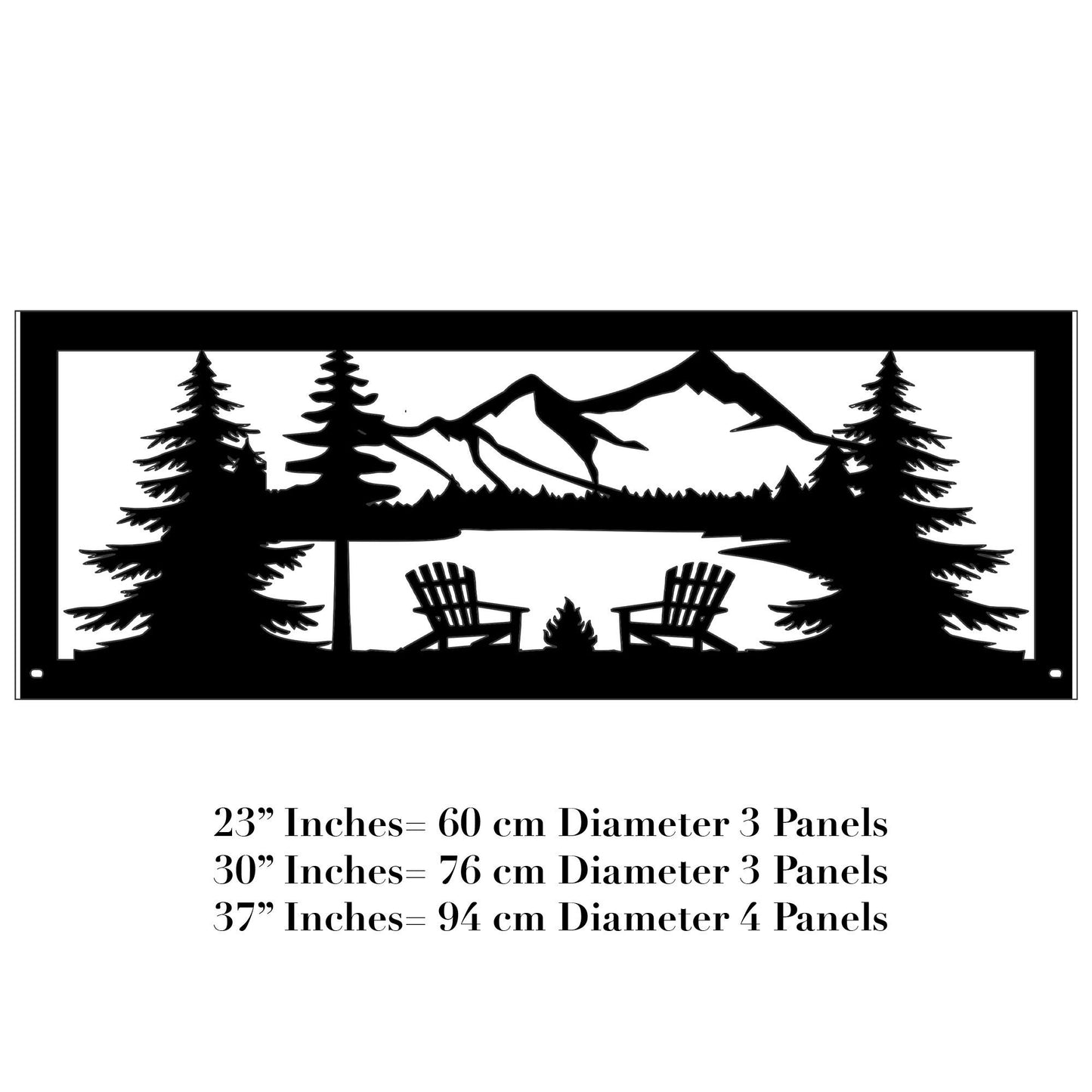 Campfire Fire Pit Rings, Camping Gift for Him, Adirondack Chair Pit, Nature Scene Fire Ring, Personalized Fire Ring Design, Mountain Scene