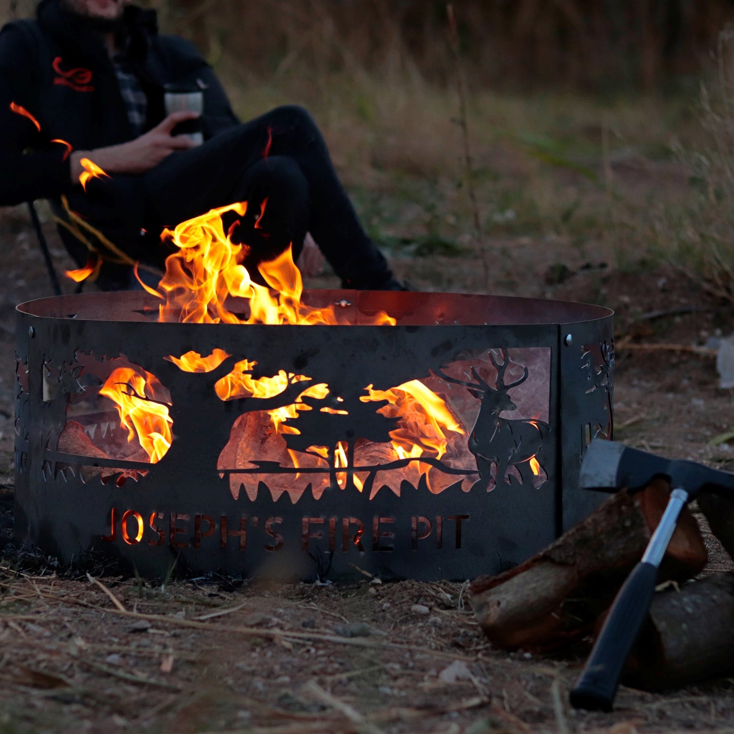 Metal Artwork Fire Pit,  Wildlife Scene Design Fire Ring, Outdoor Decor Fire Pit, Wood Burning Fire Pit, Special Design Metal Gift, Deers