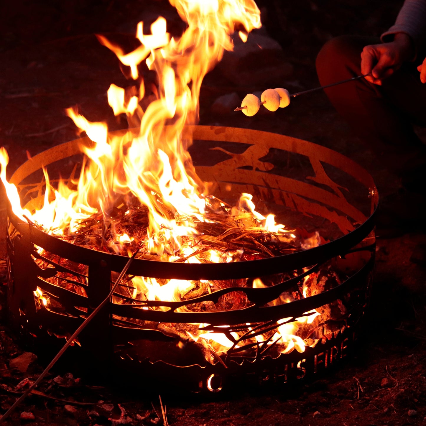 Hunting Fire Pit, Outdoor Fire Ring, Unique Gift for Men, Custom Design Metal Gift for Him, Heavy Duty Wood Burning Pit, Outdoor Lover Gift