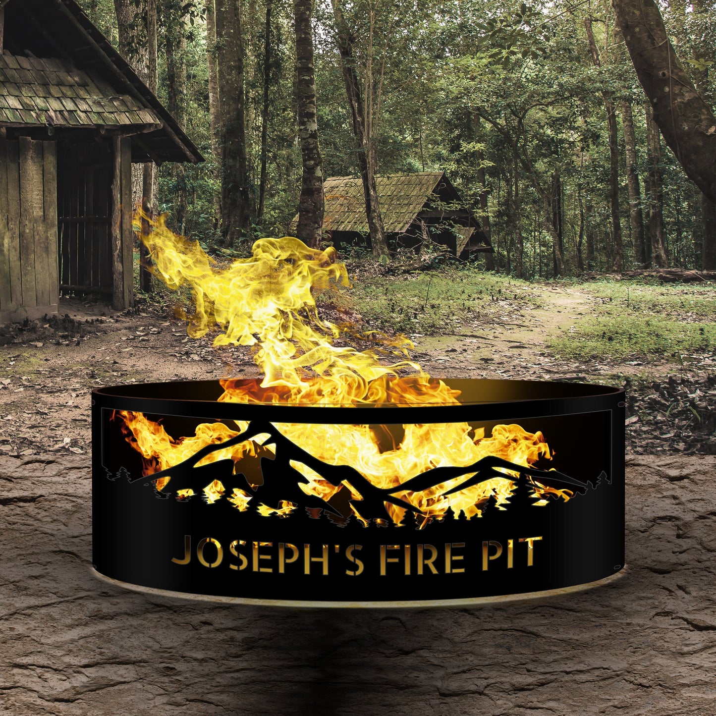 Mountain Firepit Ring, Father Gift, Gift for Him, Personalized Fire Pits, Birthday Gift for Him, Heavy Duty Fire Ring, Campfire Ring