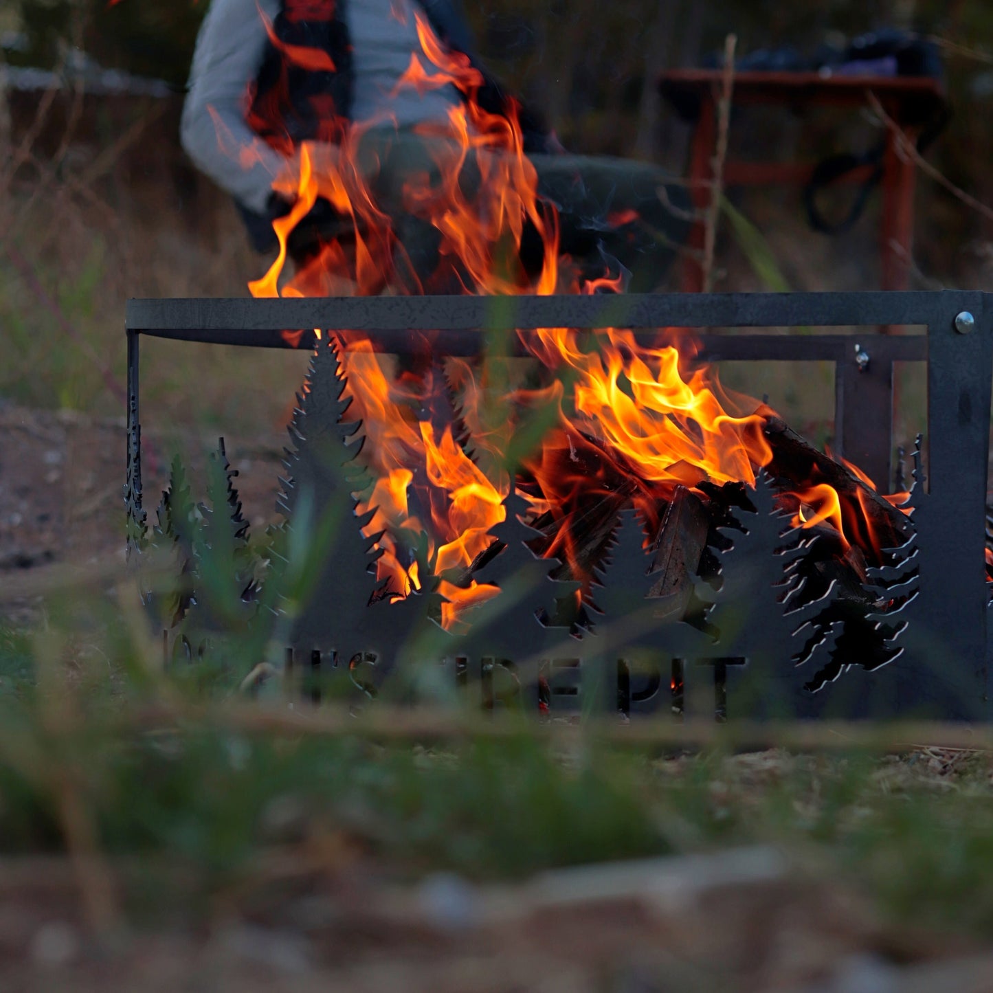 16 Inch Tall Forest Tree Personalized Fire Pit Ring, Custom Metal Outdoor Fire Pit Bowl, Family Name Patio Fire Pit, Cabin & Christmas Gift