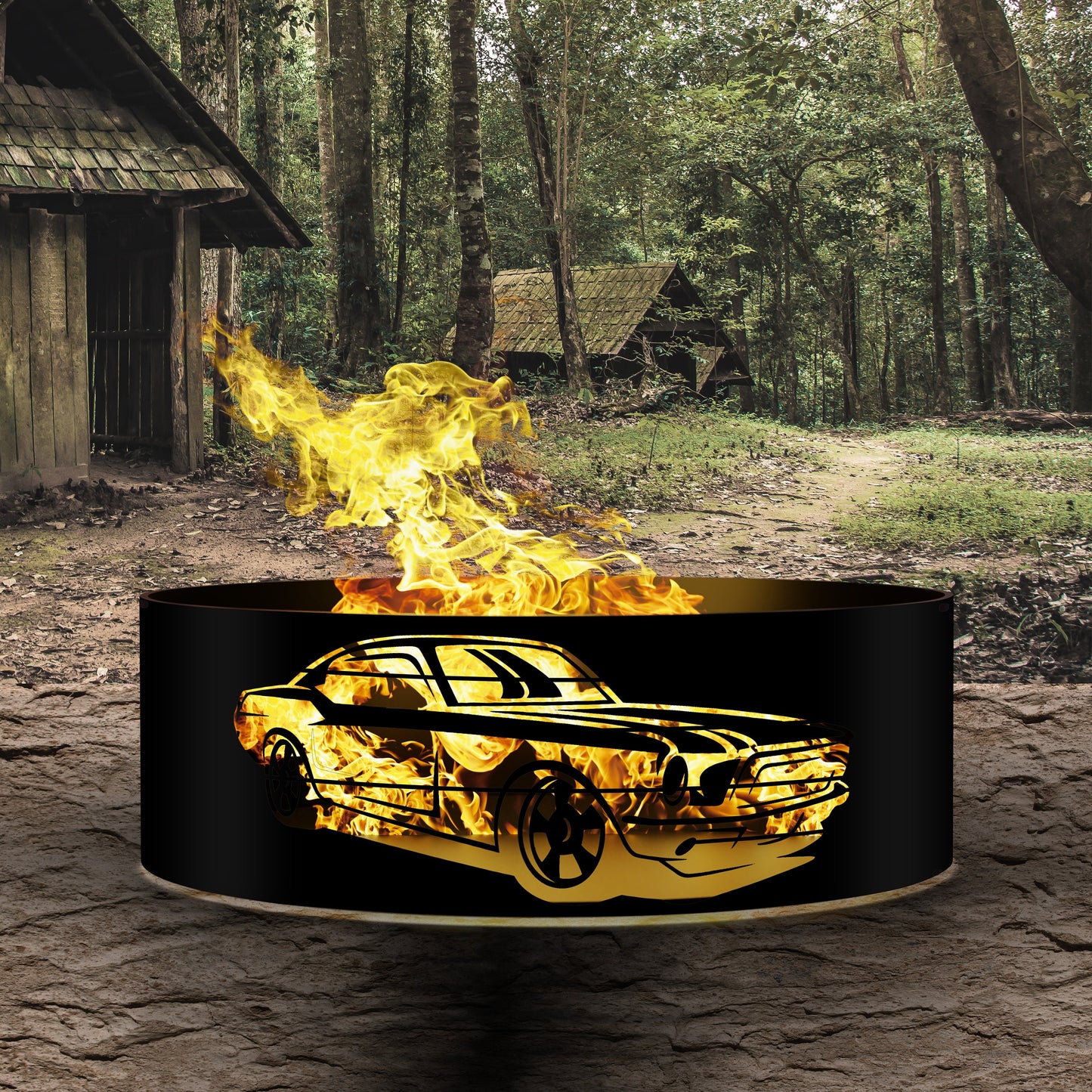 Personalized Fire Pit Gift for Dad | Custom Fire Ring for Car Lovers | Metal Father's Day Gift | Unique Gift for Men & Boyfriends