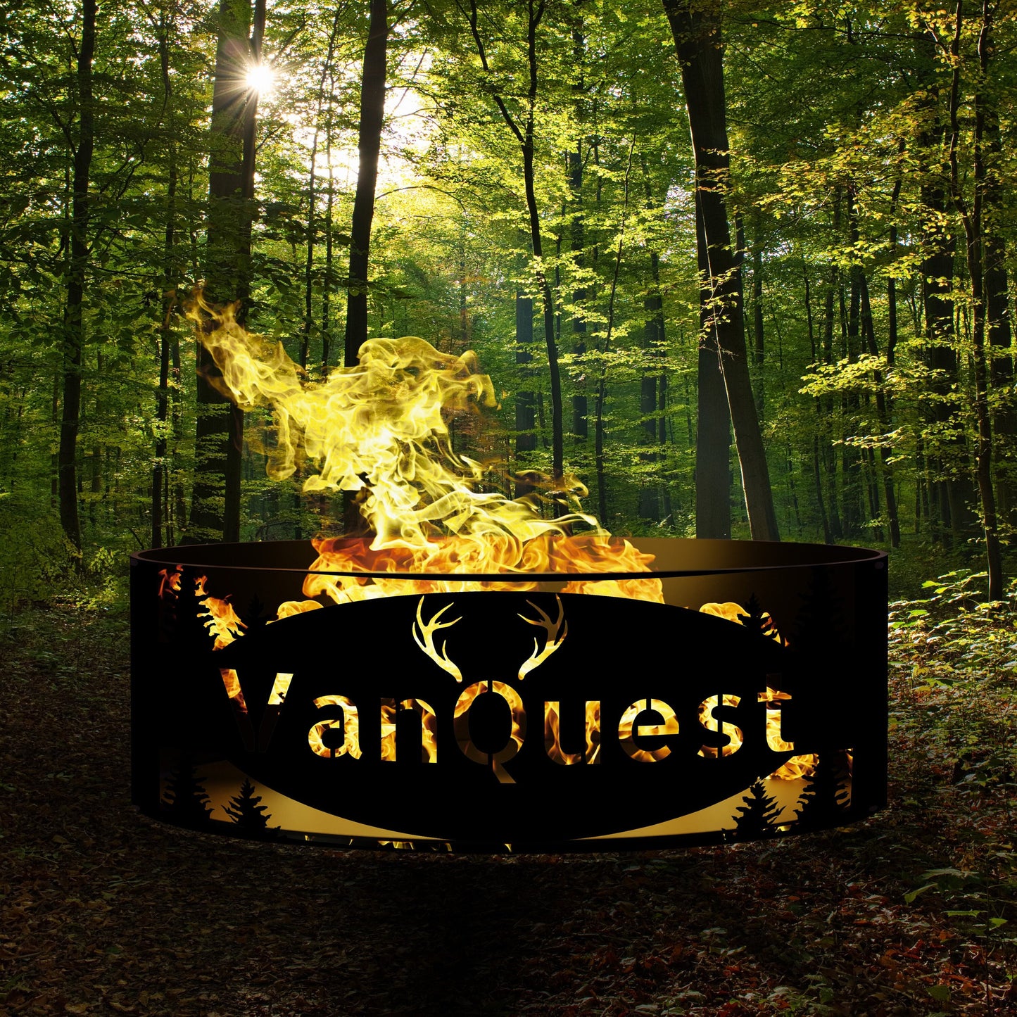 Personalized Fire Pit, Custom Gift Metal Fire Ring, Forest - Deer Theme Fire Pit, Unique Christmas Gift , Gift For Him, Husband Gift Ideas